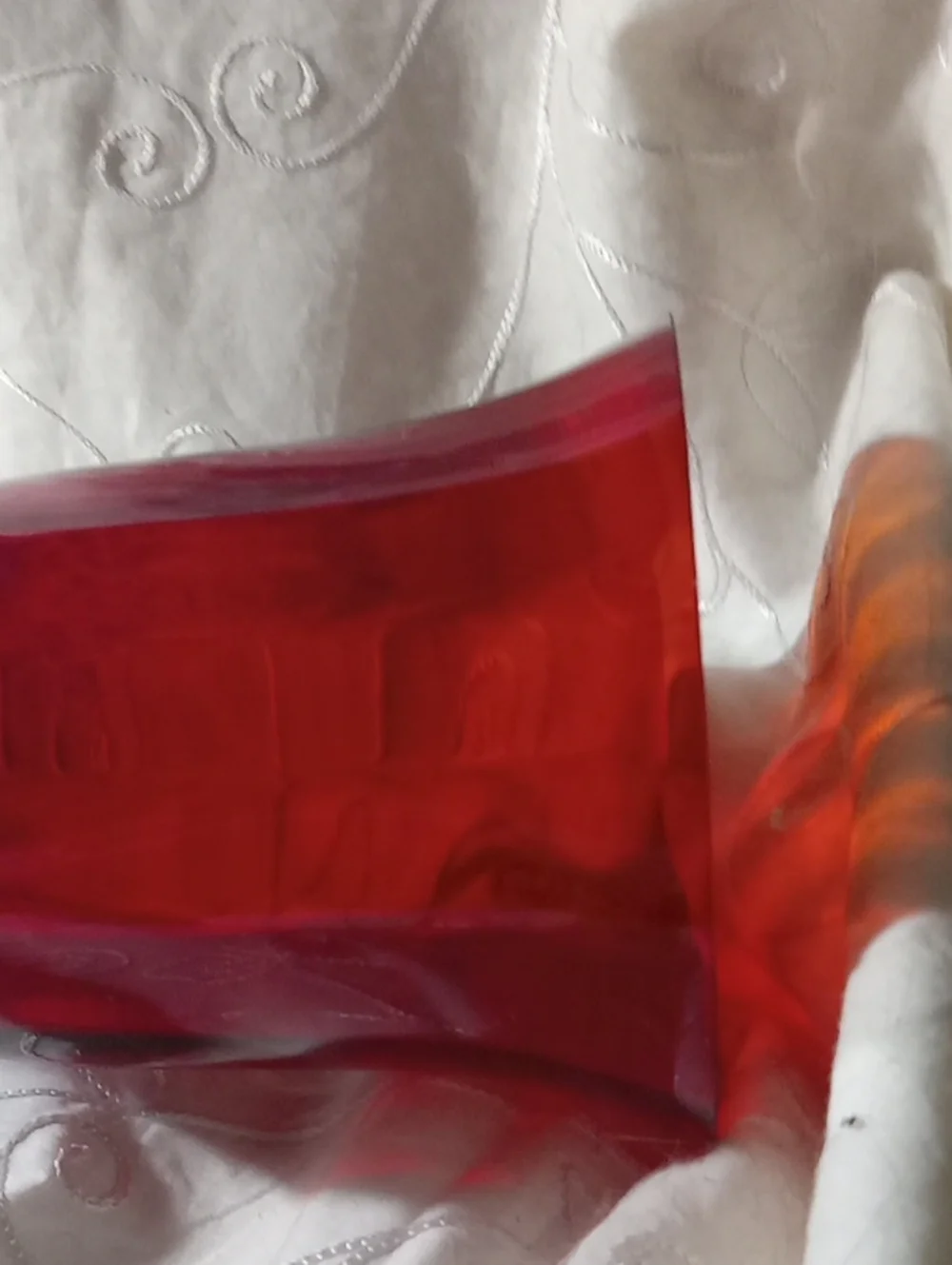 beautiful Ruby Twisted Glass Footed Vase
